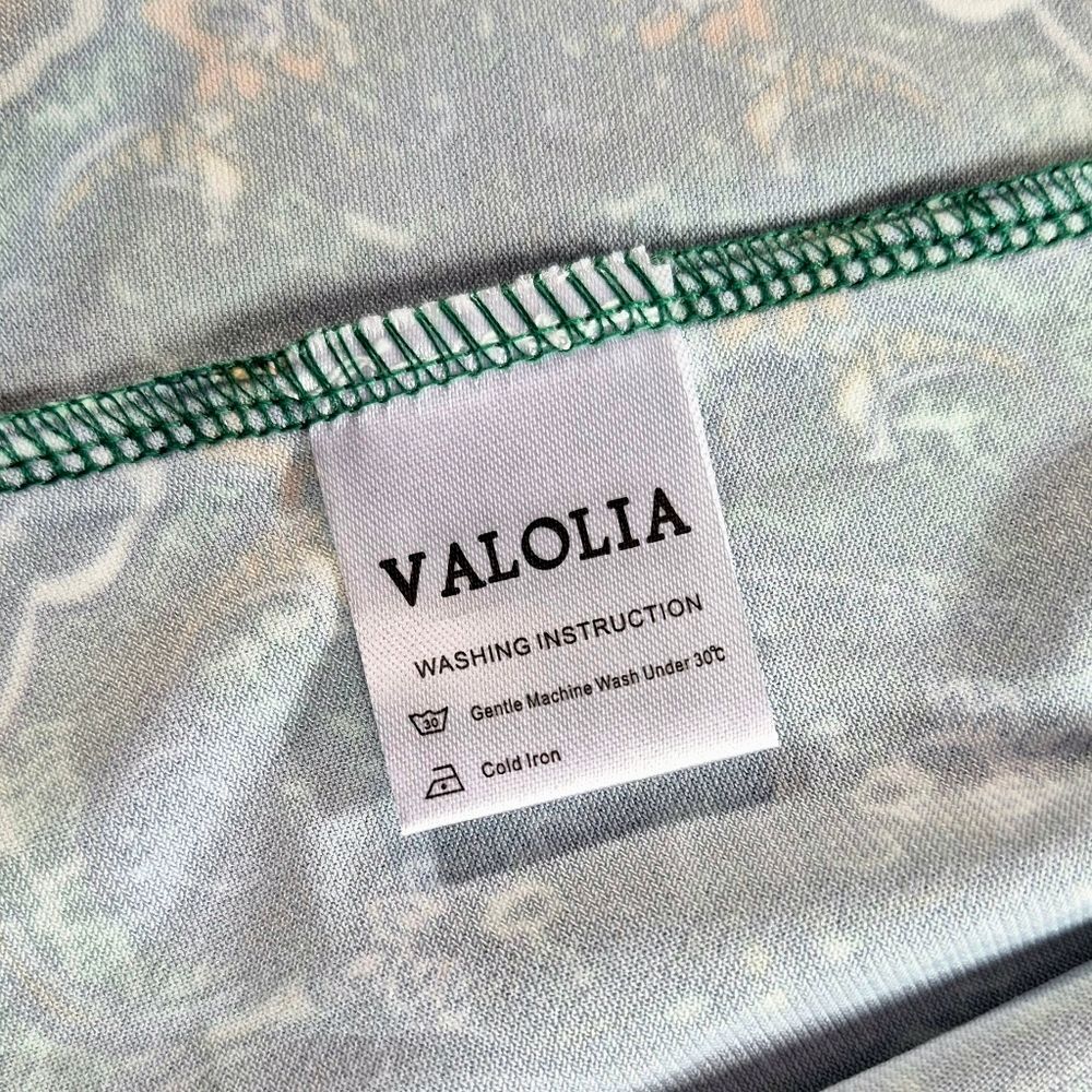 Valolia Green Blue Orange Paisley Print V-Neck Tunic Blouse Shirt XL - Picture 2 of 15